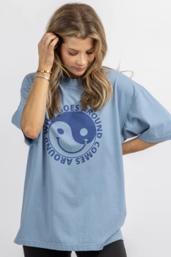 BACON LETTUCE TOMATO NEW ARRIVALS BLUE WHAT GOES AROUND GRAPHIC TEE