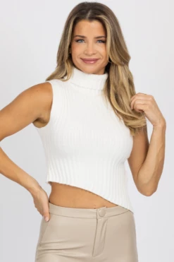 BLUE BLUSH NEW ARRIVALS IVORY ASYMMETRIC TURTLENECK SWEATER TANK 8 BLUE BLUSH NEW ARRIVALS IVORY ASYMMETRIC TURTLENECK SWEATER TANK