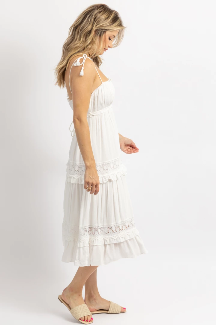DAY + MOON WHITE BOHO TASSEL TIE MIDI DRESS 5 DAY + MOON WHITE BOHO TASSEL TIE MIDI DRESS