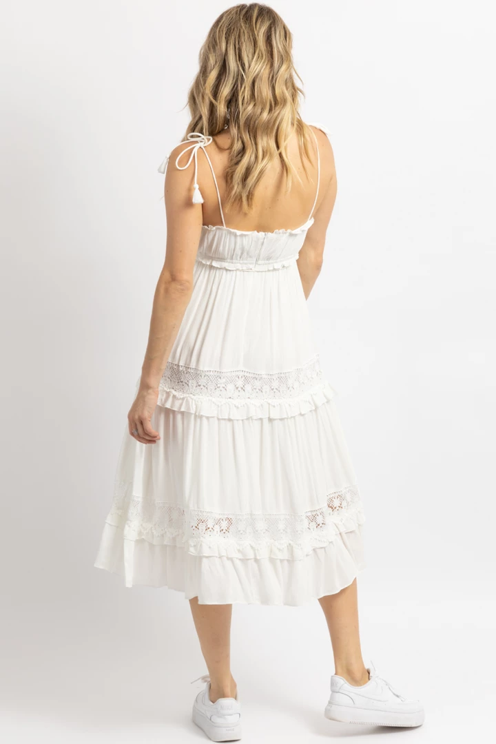 DAY + MOON WHITE BOHO TASSEL TIE MIDI DRESS 12 DAY + MOON WHITE BOHO TASSEL TIE MIDI DRESS