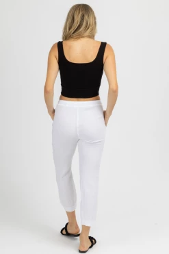 OLIVACEOUS CLOTHING WHITE BREEZY DRAWSTRING CROPPED PANTS