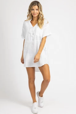 LEVEE WHITE CHECKERED SHIRT DRESS *BACK IN STOCK*