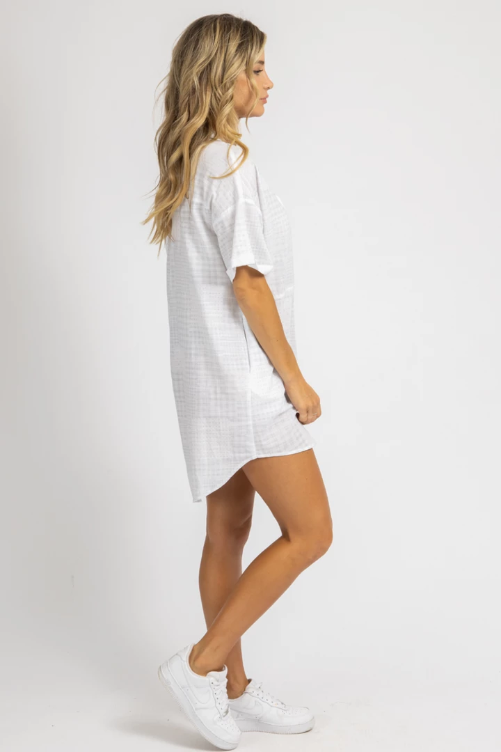 LEVEE WHITE CHECKERED SHIRT DRESS *BACK IN STOCK* 5 LEVEE WHITE CHECKERED SHIRT DRESS *BACK IN STOCK*