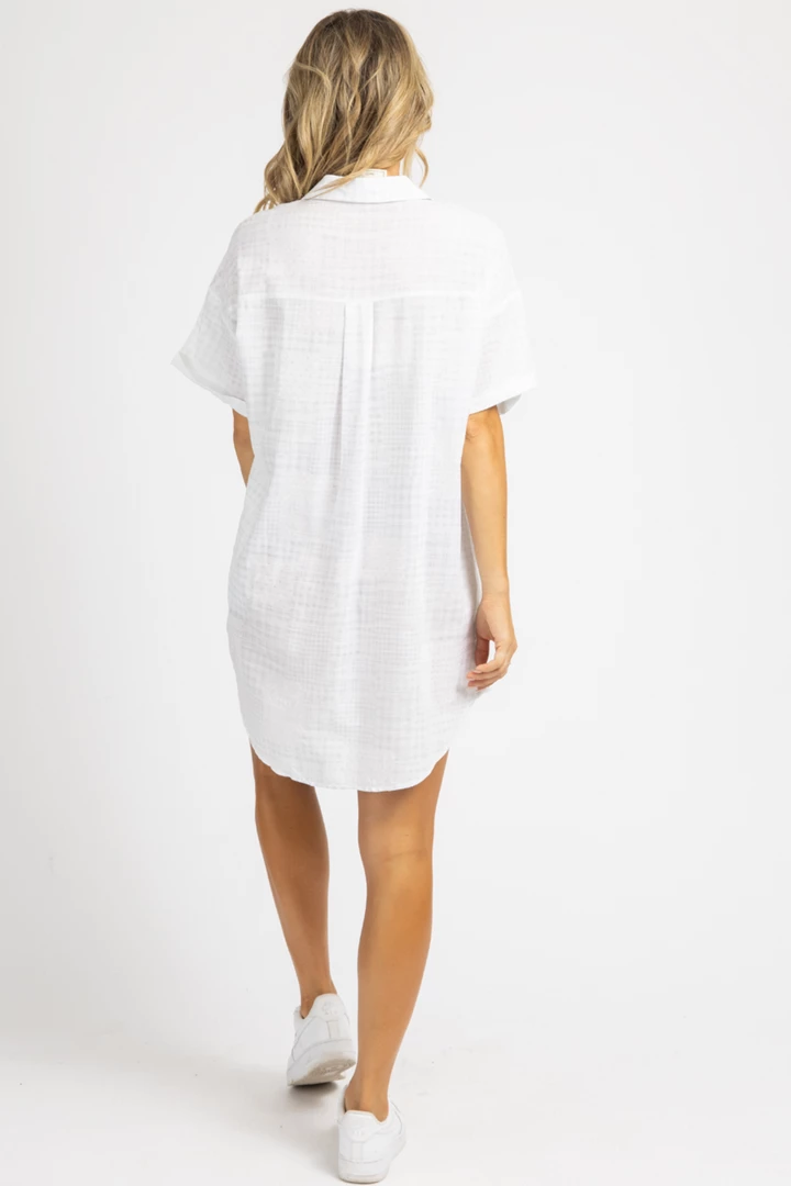 LEVEE WHITE CHECKERED SHIRT DRESS *BACK IN STOCK* 6 LEVEE WHITE CHECKERED SHIRT DRESS *BACK IN STOCK*