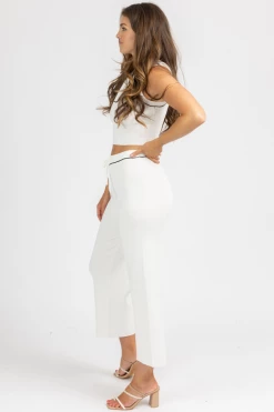 BLUE BLUSH WHITE CONTRAST STITCH KNIT SET CLOTHING