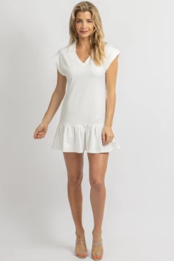 LEVEE WHITE COTTON TERRY TENNIS DRESS NEW ARRIVALS