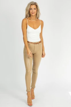 SKYLAR + MADISON CLOTHING WHITE RUCHED COWL CAMI