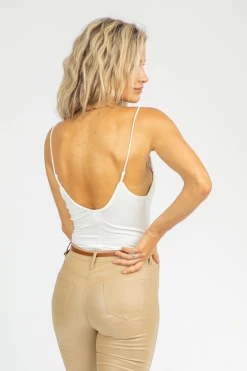 SKYLAR + MADISON CLOTHING WHITE RUCHED COWL CAMI