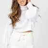 HERA COLLECTION WHITE CROP TURTLENECK SWEATER CLOTHING