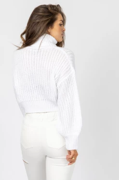 HERA COLLECTION WHITE CROP TURTLENECK SWEATER CLOTHING