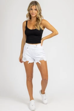 INSANE GENE CLOTHING WHITE CROSSOVER DENIM SHORTS 8 INSANE GENE CLOTHING WHITE CROSSOVER DENIM SHORTS
