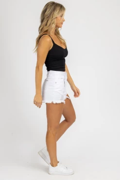 INSANE GENE CLOTHING WHITE CROSSOVER DENIM SHORTS 10 INSANE GENE CLOTHING WHITE CROSSOVER DENIM SHORTS