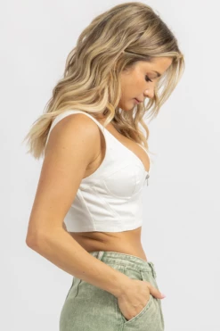 Signature 8 OFF WHITE DENIM CORSET CROP TOP