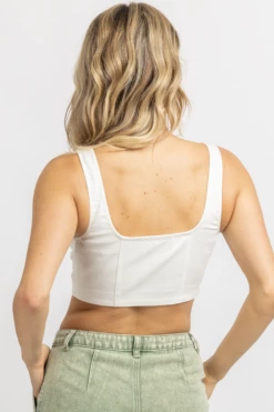 Signature 8 OFF WHITE DENIM CORSET CROP TOP
