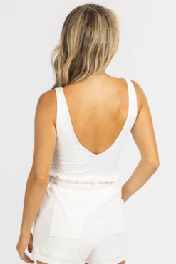DRESS FORUM CLOTHING DOUBLE PLUNGING BODYSUIT IN IVORY *BACK IN STOCK*