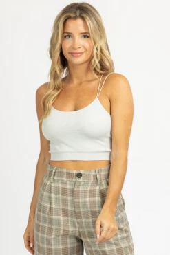 DYNAMIC FASHION GREY SPAGHETTI STRAP RIBBED CROP *RESTOCKED* CLOTHING