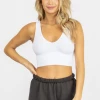 DYNAMIC FASHION WHITE ESSENTIAL RIBBED V-NECK CROP *BACK IN STOCK*