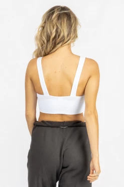 DYNAMIC FASHION WHITE ESSENTIAL RIBBED V-NECK CROP *BACK IN STOCK*