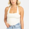 LE LIS CLOTHING KNIT HALTERNECK BODYSUIT IN WHITE