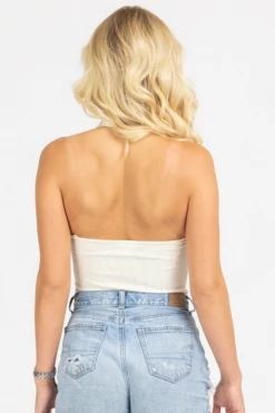 LE LIS CLOTHING KNIT HALTERNECK BODYSUIT IN WHITE