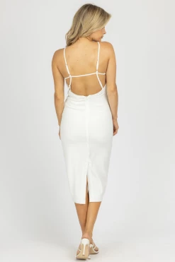 LENA WHITE HALTERNECK CAGE BACK MIDI DRESS 13 LENA WHITE HALTERNECK CAGE BACK MIDI DRESS