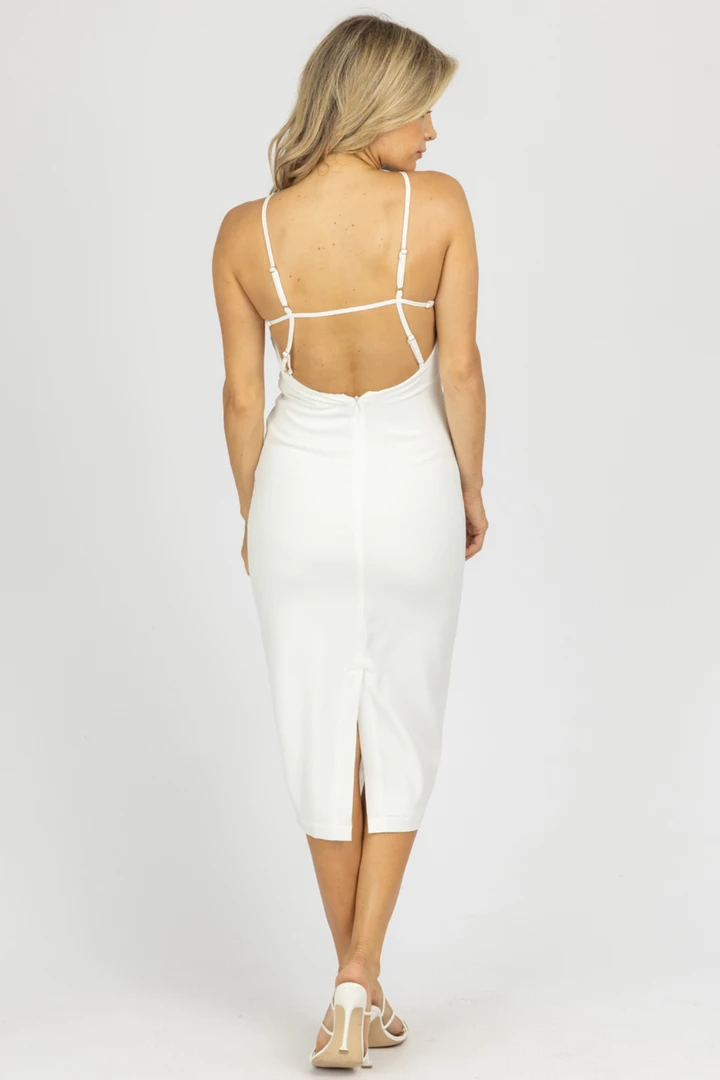 LENA WHITE HALTERNECK CAGE BACK MIDI DRESS 7 LENA WHITE HALTERNECK CAGE BACK MIDI DRESS