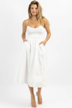 CRESCENT IVORY KNIT + LINEN STRAPLESS MIDI DRESS NEW ARRIVALS 9 CRESCENT IVORY KNIT + LINEN STRAPLESS MIDI DRESS NEW ARRIVALS