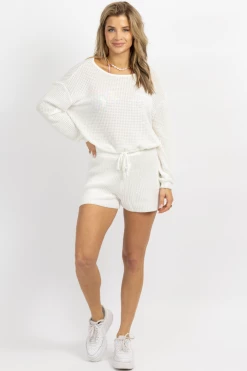 ELAN WHITE KNIT DRAWSTRING COVERUP SET NEW ARRIVALS