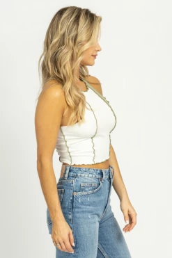BAILEY ROSE NEW ARRIVALS WHITE LETTUCE HEM TANK *BACK IN STOCK*