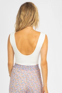 TREND NOTES CLOTHING IVORY LINED DEEP V BODYSUIT