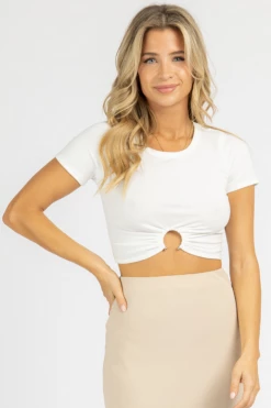 ENDLESS BLU BEST SELLERS WHITE O-RING RIBBED CROP TOP *BACK IN STOCK*
