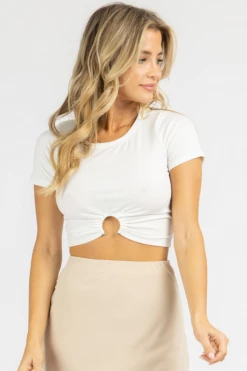 ENDLESS BLU BEST SELLERS WHITE O-RING RIBBED CROP TOP *BACK IN STOCK*
