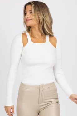 IDEM DITTO WHITE OPEN SHOULDER LONG SLEEVE TOP NEW ARRIVALS