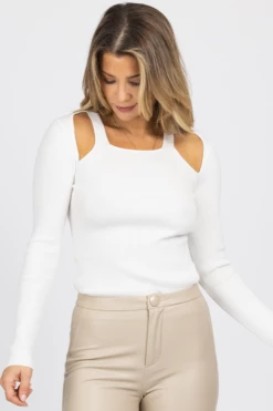 IDEM DITTO WHITE OPEN SHOULDER LONG SLEEVE TOP NEW ARRIVALS