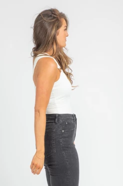 FINAL TOUCH IVORY O-RING STRAP BODYSUIT CLOTHING