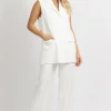 MNI NEW ARRIVALS WHITE OVERSIZE BLAZER VEST + PANT SET