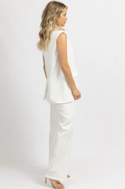 MNI NEW ARRIVALS WHITE OVERSIZE BLAZER VEST + PANT SET