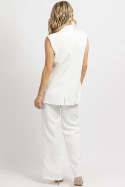 MNI NEW ARRIVALS WHITE OVERSIZE BLAZER VEST + PANT SET