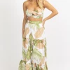 LUXXEL WHITE PALM TIERED MAXI SKIRT SET NEW ARRIVALS