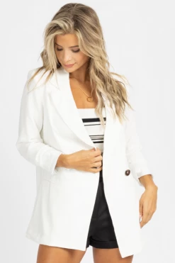 FORE COLLECTION WHITE RELAXED SINGLE BUTTON BLAZER *BACK IN STOCK* BEST SELLERS
