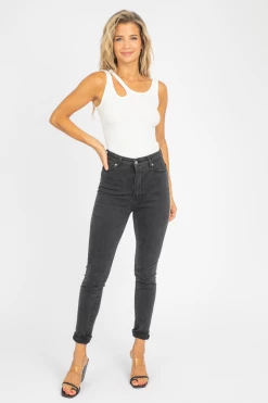 FINAL TOUCH CLOTHING IVORY CUTOUT SHOULDER RIBBED TANK