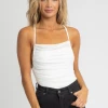 ET CLET WHITE RUCHED TIE-BACK BODYSUIT