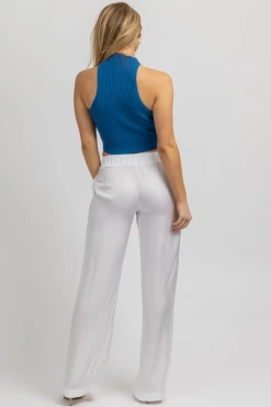 OLIVACEOUS OFF WHITE SATIN WIDE LEG PANT NEW ARRIVALS