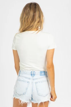 GILLI WHITE ONE-SIDED RUCHE TOP