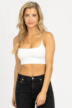 HEY BABE OFF-WHITE SLINKY CAMI CROP NEW ARRIVALS