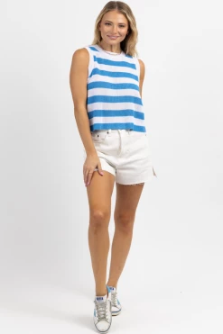 Signature 8 NEW ARRIVALS WHITE SLIT HEM HIGH RISE DENIM SHORTS