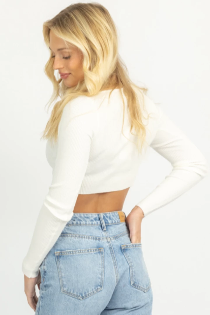 EMORY PARK IVORY TRIANGLE LONG SLEEVE CROP TOP 6 EMORY PARK IVORY TRIANGLE LONG SLEEVE CROP TOP
