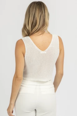 MISS LOVE WHITE TWIST FRONT KNIT TANK