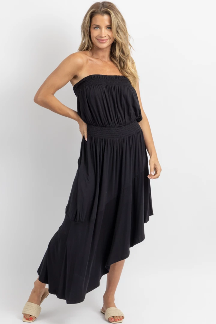 SUGARLIPS NEW ARRIVALS BLACK AYANNA ASYMMETRIC TUBE MIDI DRESS 1 SUGARLIPS NEW ARRIVALS BLACK AYANNA ASYMMETRIC TUBE MIDI DRESS