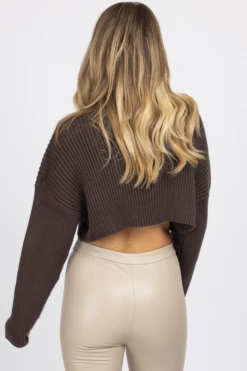 MIMOSA NEW ARRIVALS CHOCOLATE RIBBED TURTLENECK SWEATER